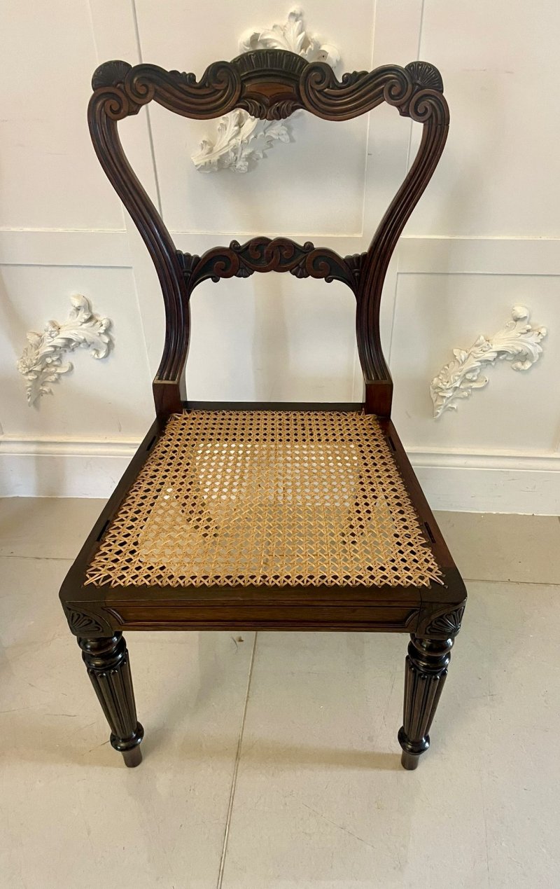 Outstanding Quality Antique Regency Set of 8 Carved Rosewood Dining Chairs - Image 8